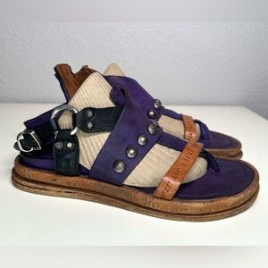 A.S. 98 Sandals Gladiator Women’s Purple Made In Italy Size 36